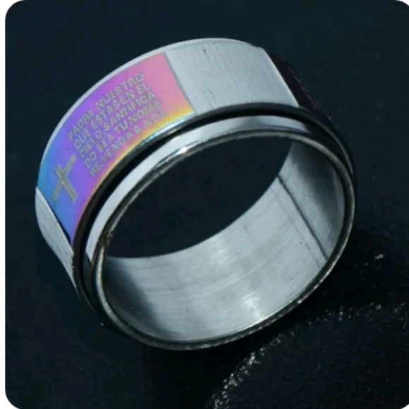 Big Bible Cross Mens Womens Wide Ring size 10 - Picture 2 of 8